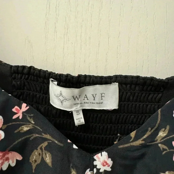 WAYF Floral Tiered Long Sleeve Black Pink Puff Sleeve Mini Dress Worn Once! - Picture 6 of 9